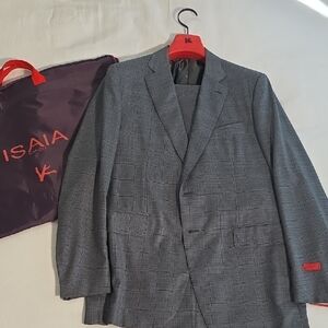 Isaia Gregorio 2 Button Wool Suit, NWT, Mens IT 56 46 US, Grey Blue